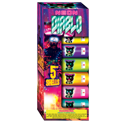 Neon Diablo 5 Inch Shell 6 Shot - Borderline Fireworks Outlet