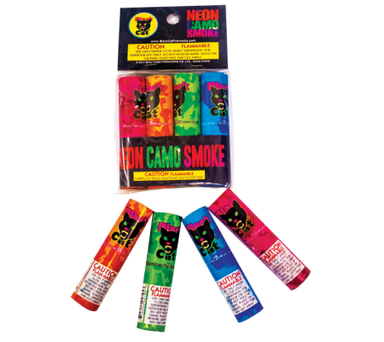 Black Cat Neon Camo Smoke Package of 4 - Borderline Fireworks Outlet